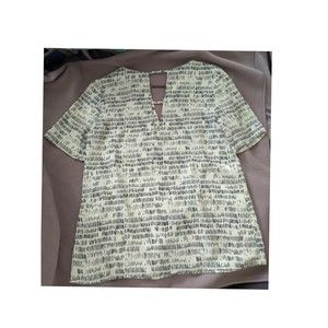Women's Cortelle Blouse Top Size P (Small) Pale Yellow And Black Print